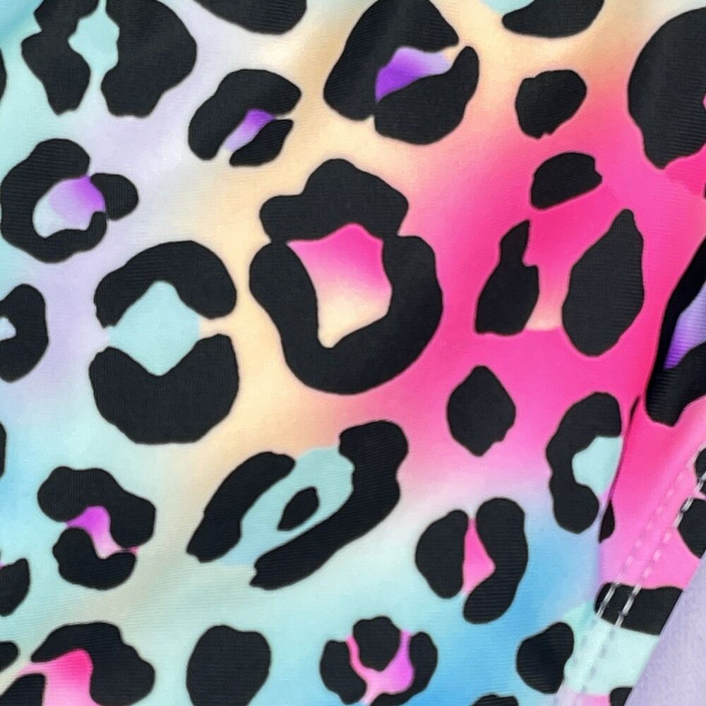 Girls 2 Piece Swimsuit Leopard Colorful XL 14-16 UPF 50+ Bikini Set - Picture 5 of 11